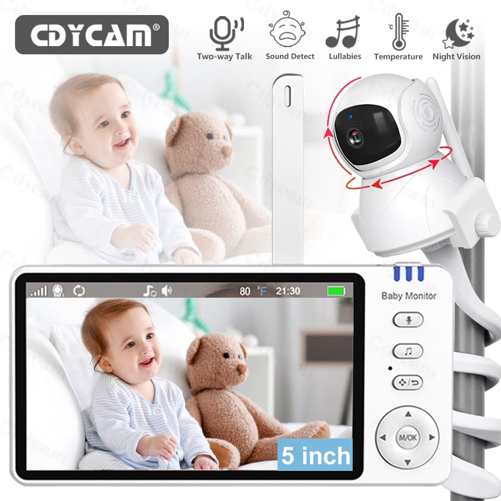 5.0" Babá Eletronica, Monitor de Bebe,4X Zoom, Áudio Bidirecional, Visão Noturna, Detecção De Som Vox,Bateria De 3500mAh