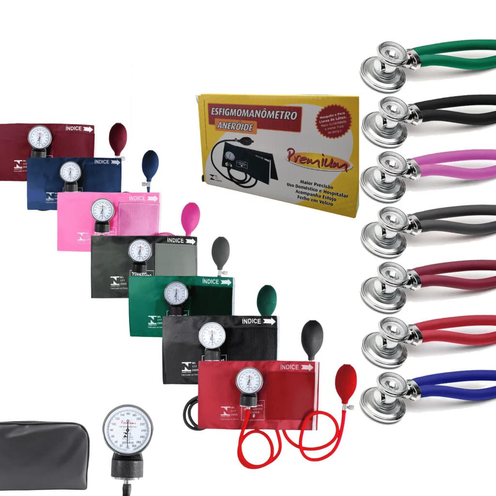 Kit Esfigmomanômetro + Estetoscópio Rappaport G-tech Várias Cores