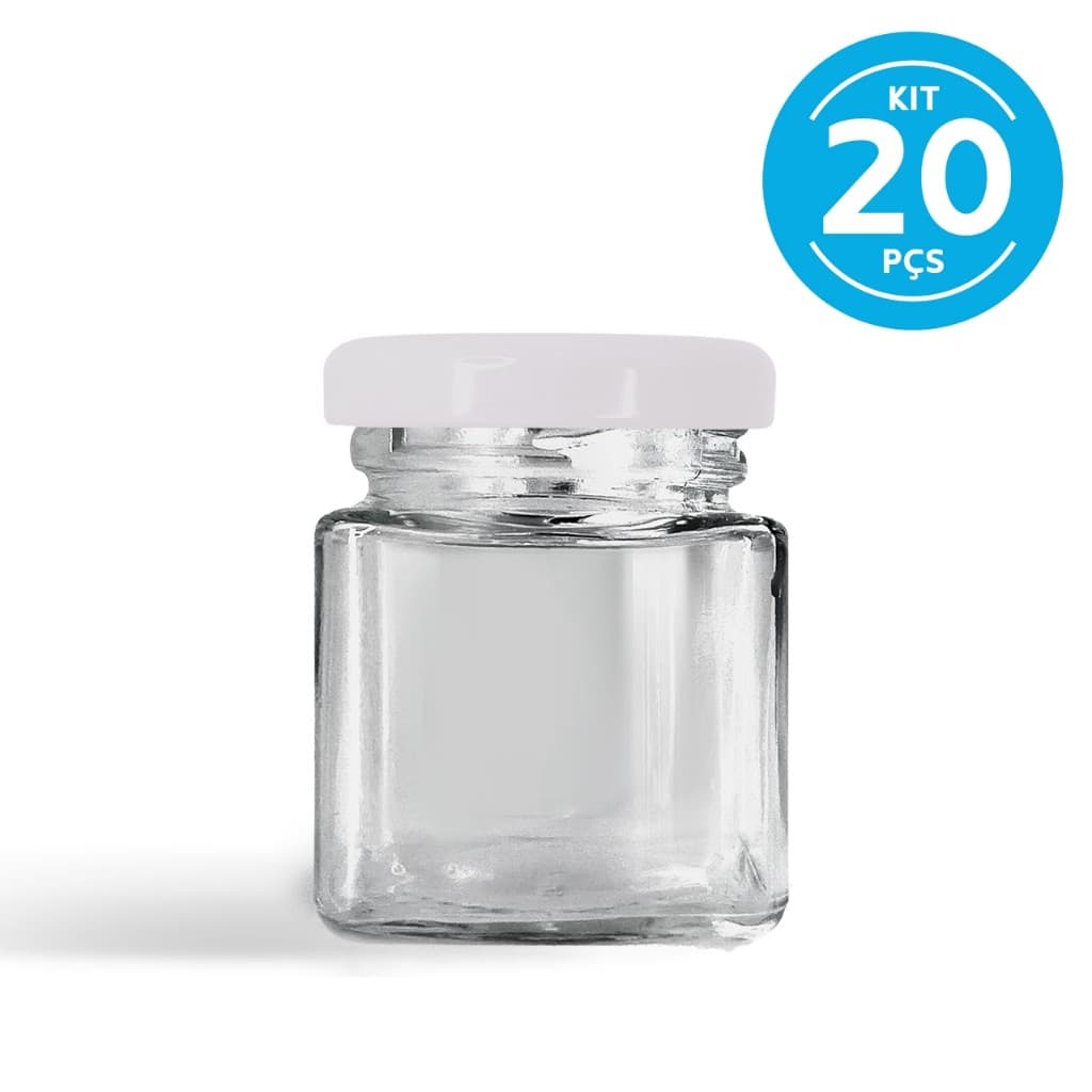 20 Potinho Quadrado De Vidro Geleinha/Papinha 50 ml Lembrancinhas