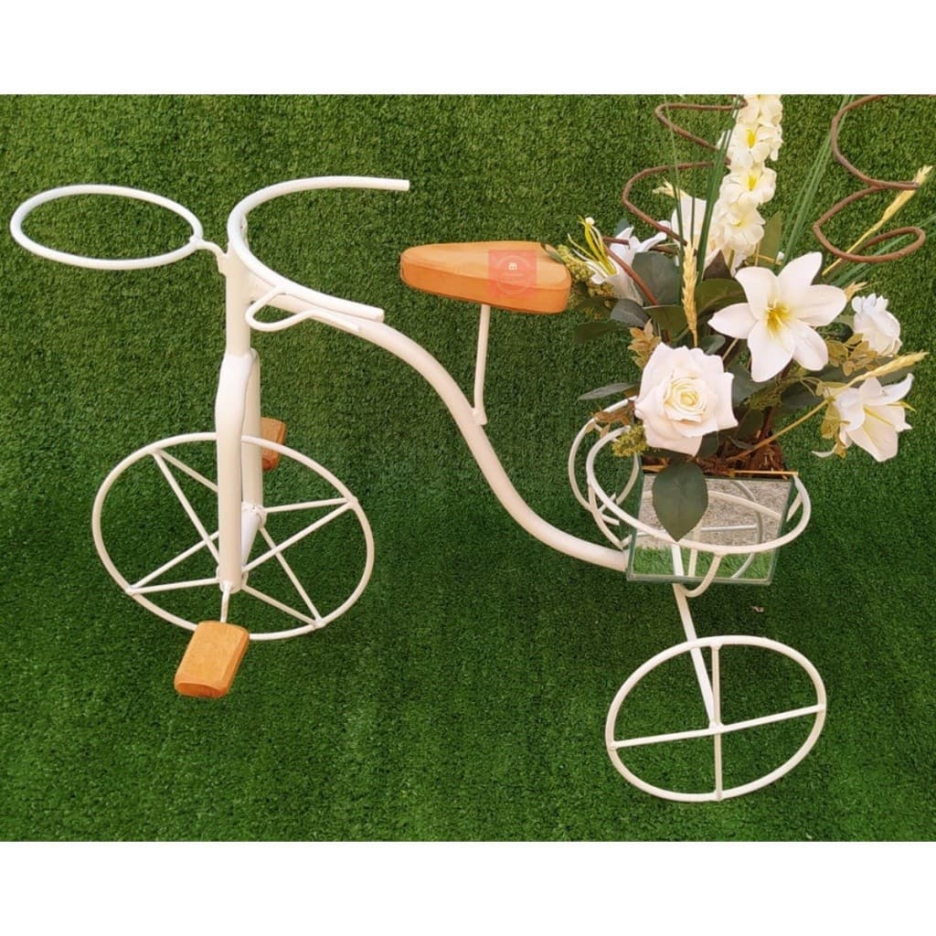 Bicicleta Em Ferro Branco Para Jardim Flores Plantas vaso