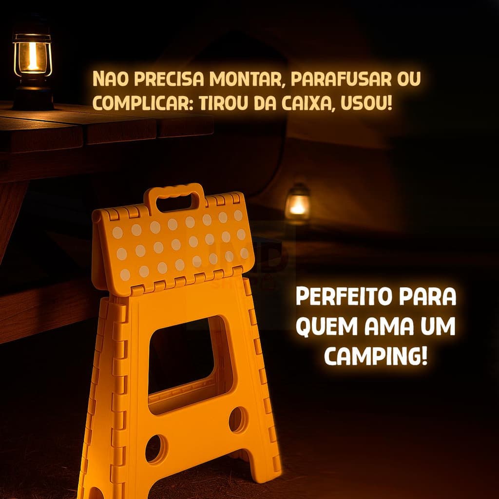 Banqueta Dobrável Alta para Cozinha Área Externa  Plástico Reforçado 56cm
