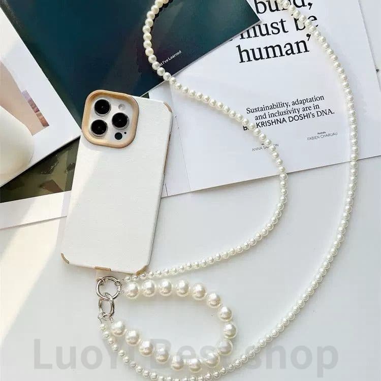 Colar De Cordão Lindo Para Celular Corrente Pérola Anti Perda