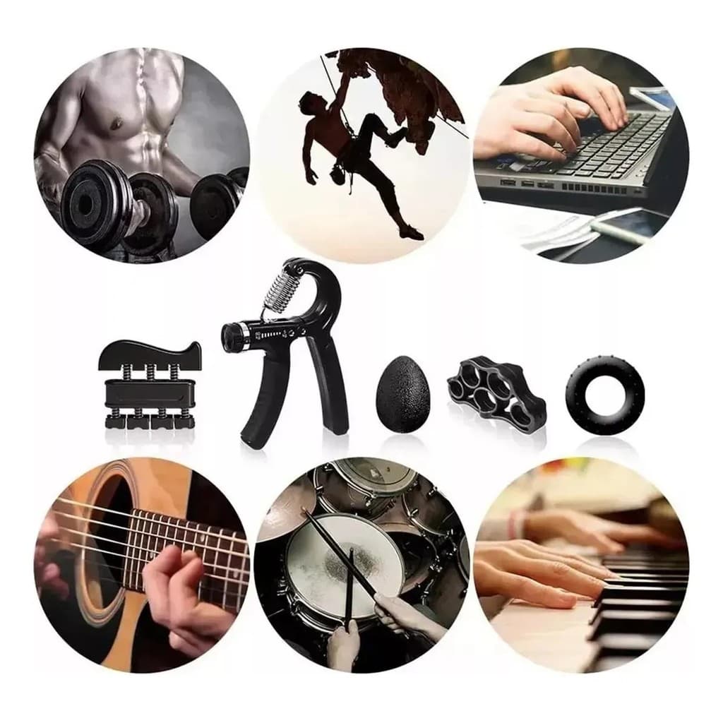 Kit 5 Peças Hand Grip Flexor De Punho Ajustável De Mola Antebraço Mãos 5-60Kgs