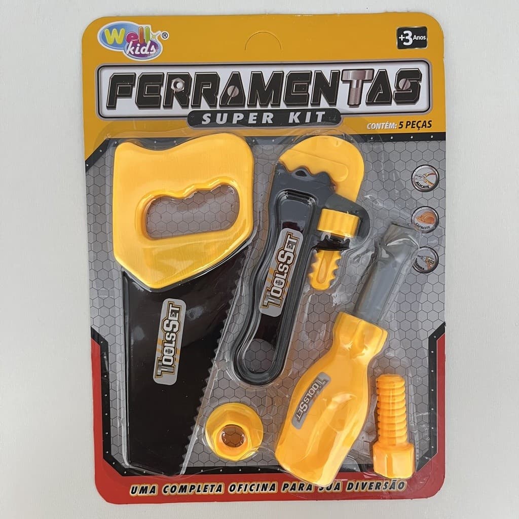 Kit de Ferramentas com Serrote Brinquedo Infantil 5 Peças