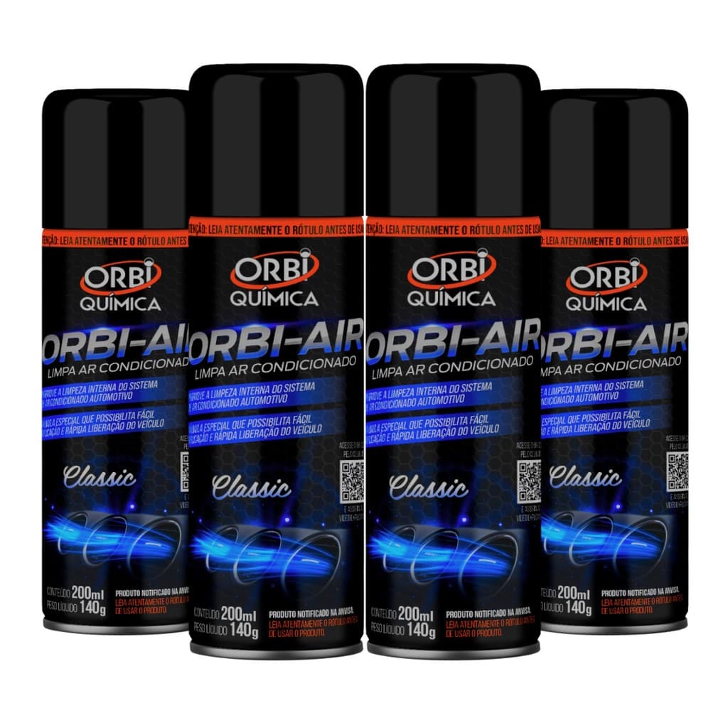 Kit Com 4 Higienizadores Limpa Ar Condicionado Fragrância Classic - Orbi Química