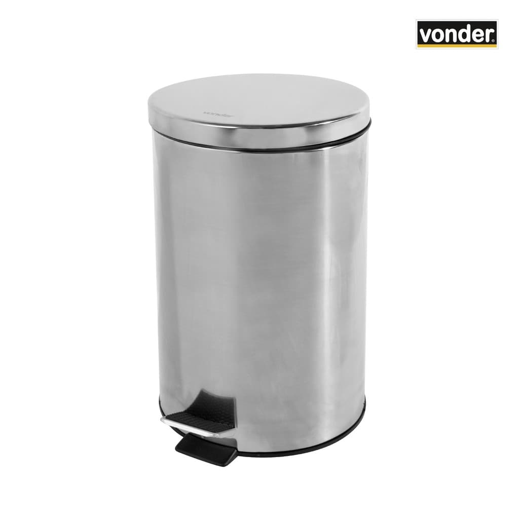 Lixeira Redonda Inox Cinza Vonder