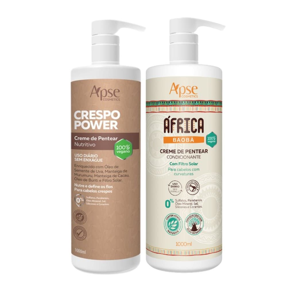 Kit Creme De Pentear Crespo Power e Creme de Pentear Baobá África 1 L Apice