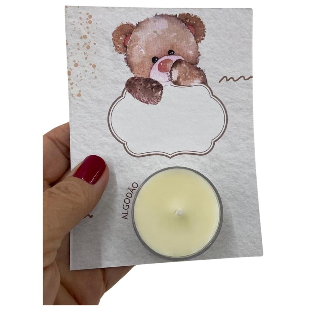 12 Lembrancinhas Aniversário Maternidade Vela Aromática Cartão Urso