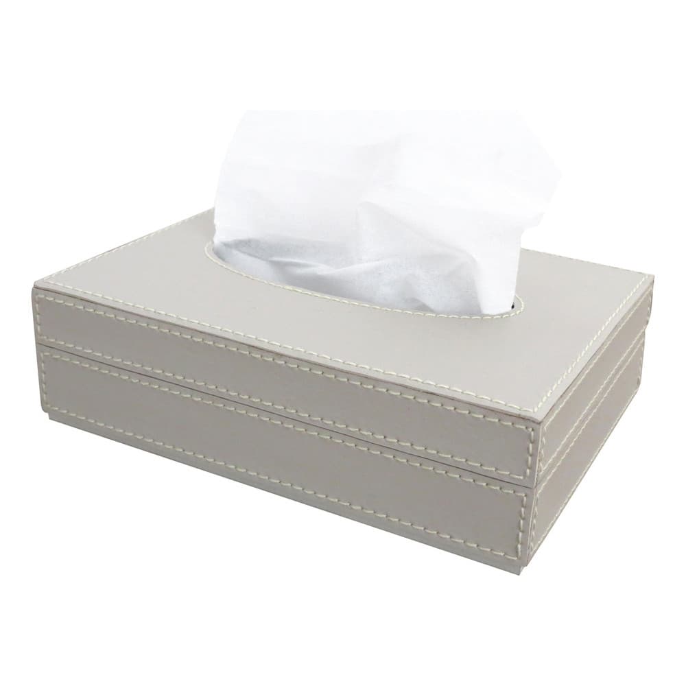 Porta Lenço De Papel Em Couro Sintetico Minimalista Cor Gelo