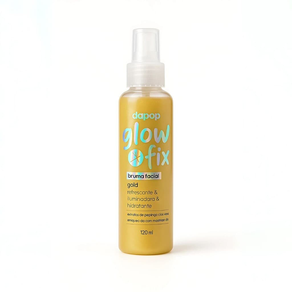 Bruma Fixadora Iluminadora Glow Fix Gold Dapop 120ml – Fixação, Freshness e Brilho Radiante