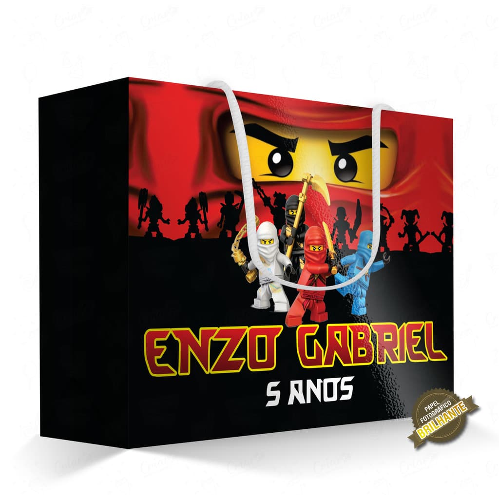 10, 15, 20 ou 25 unid - Caixa Surpresa - NinjaGo - [QUALIDADE PREMIUM COM BRILHO] - Sacolinha Personalizada