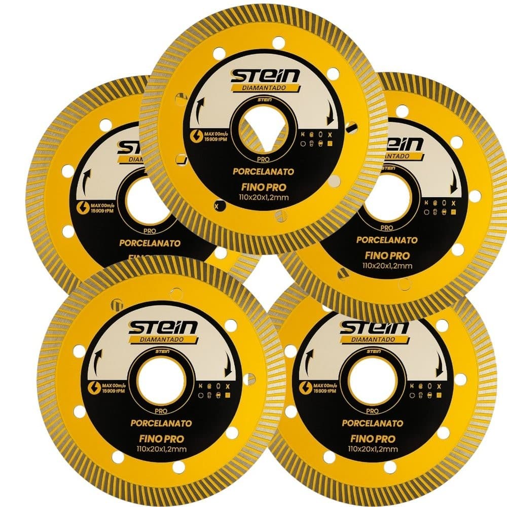 5 Peças Disco Diamantado 110MM Porcelanato Turbo Extra Fino Stein
