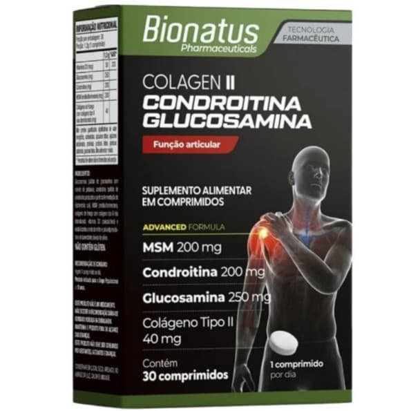 Colágeno II Condroitina + Glucosamina Bionatus (30 Comprimidos)
