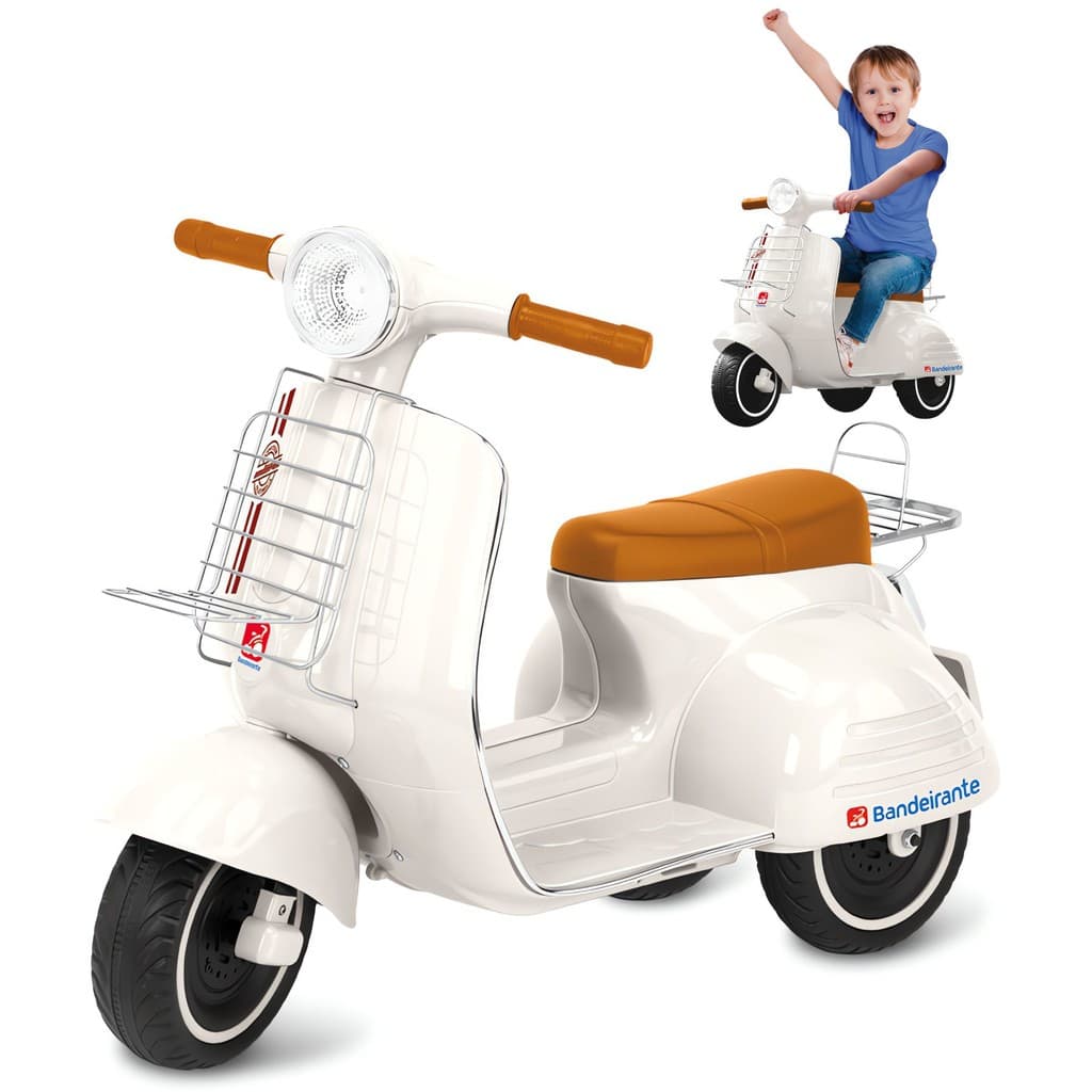 Scooter Elétrica 6V Banderetta Off White Com Bagageiro