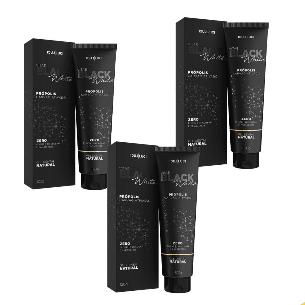 Kit 3x Gel Dental Vitae Black Luci Luci 120g