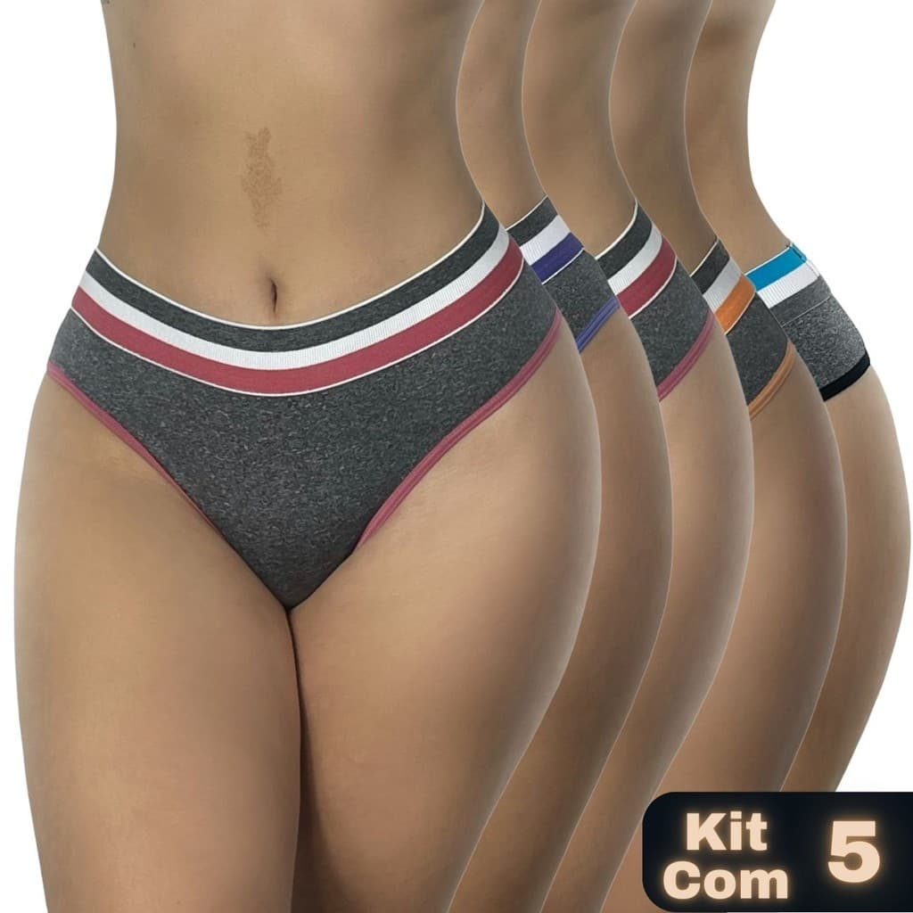 Kit 5 Calcinhas Fio Dental Feminina Microfibra Não Marca Nem Enrola confortável