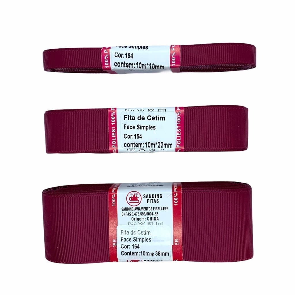 Fita Gorgurão Lisa Sanding Cor 164 (Marsala) - 10 metros