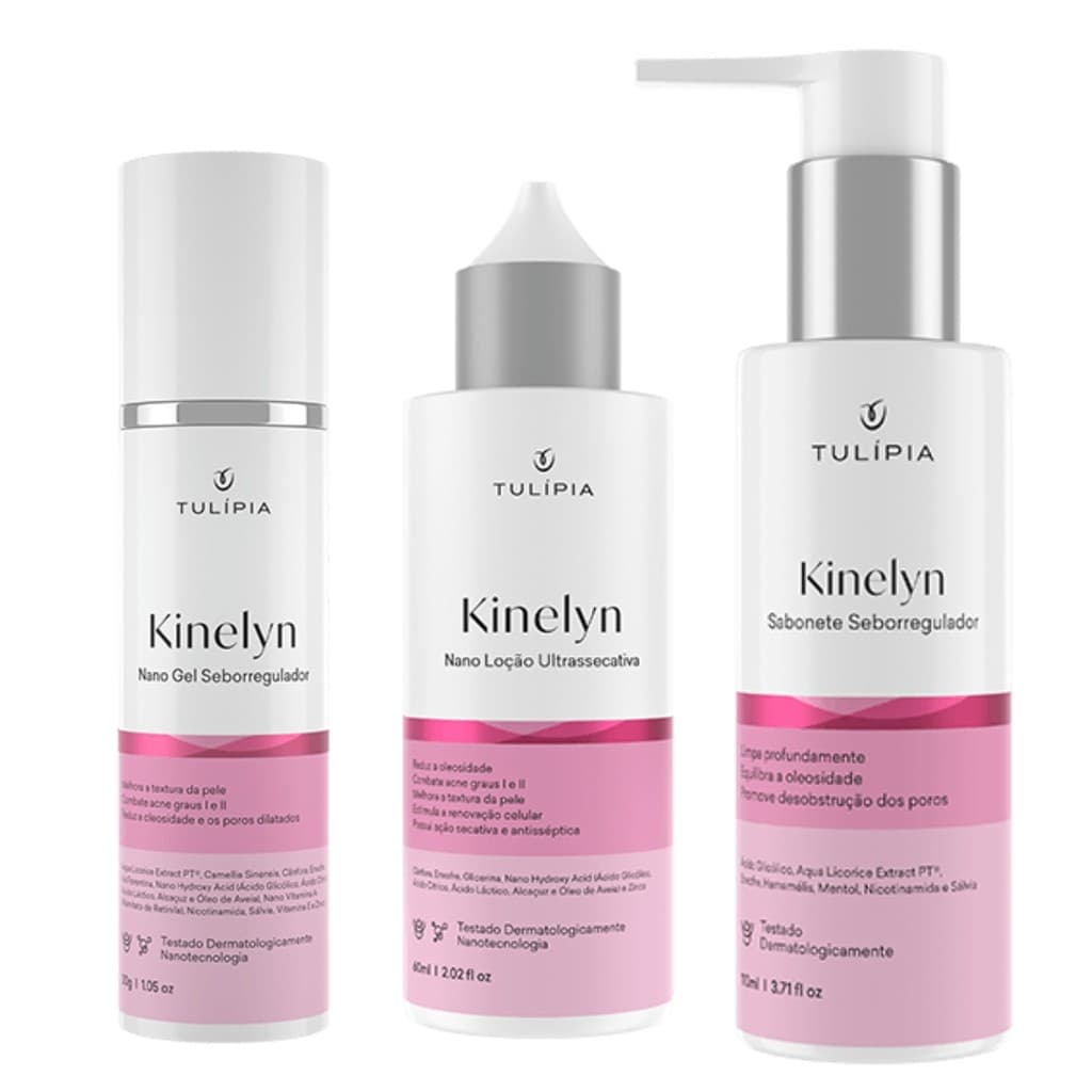 Kit Facial Kinelyn Pele Acneica e Oleosa Seborregulador