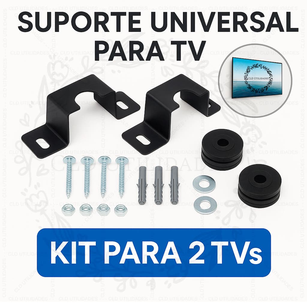 Suporte Fixo TV Universal 10" a 85" Com Parafusos e Trava de Segurança p/ Parede ou Painel Kit com 2
