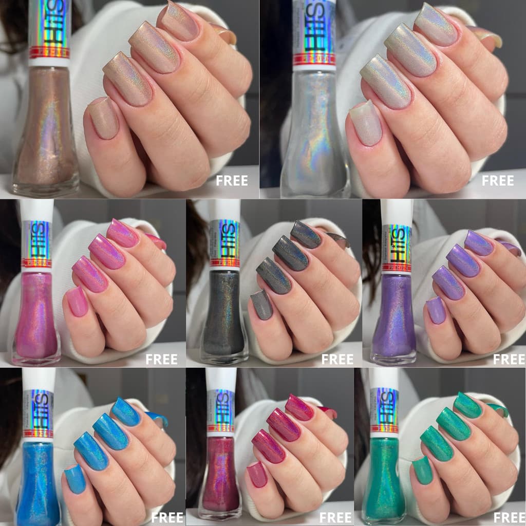 ESMALTE UNHA HITS  HOLOGRÁFICO HIOPALERGENCO LINHA PREMIUM