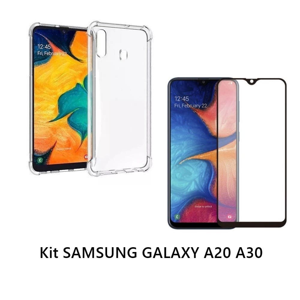 Kit Capa Capinha Case Anti impacto +  Pelicula Vidro 3D 9D Compativel A20 A30 Proteção Tela Celular a 20 a 30