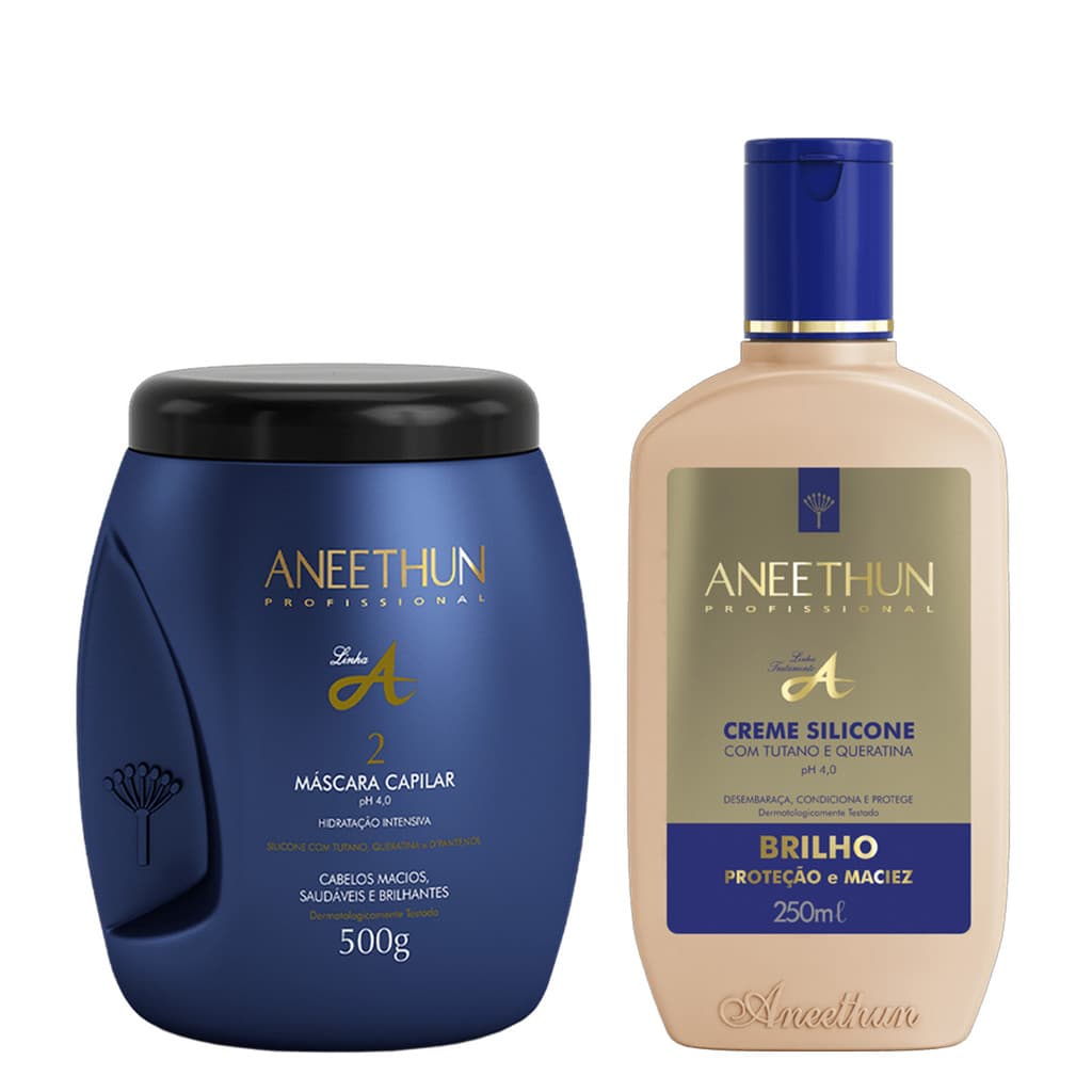 Aneethun Linha A Kit Máscara Capilar e Creme de Silicone Brilho 250ml