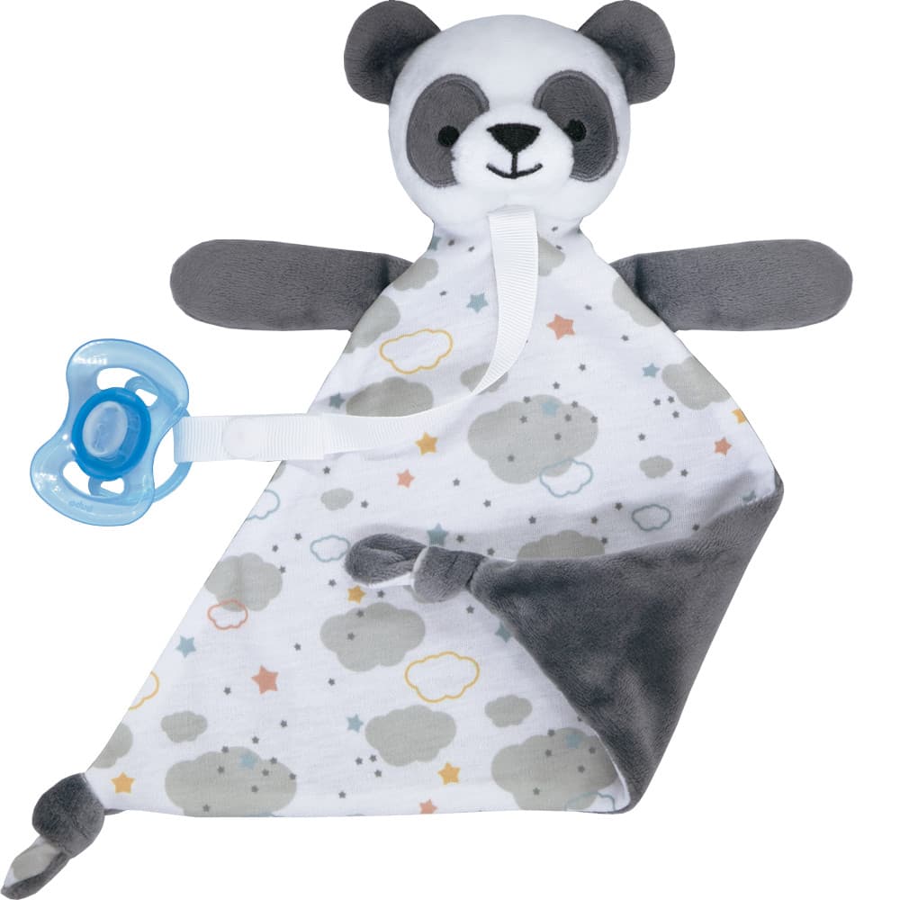 Naninha Para Bebê Antialérgica Buba Macia Com Prendedor de Chupeta Paninho Para Bebe Panda