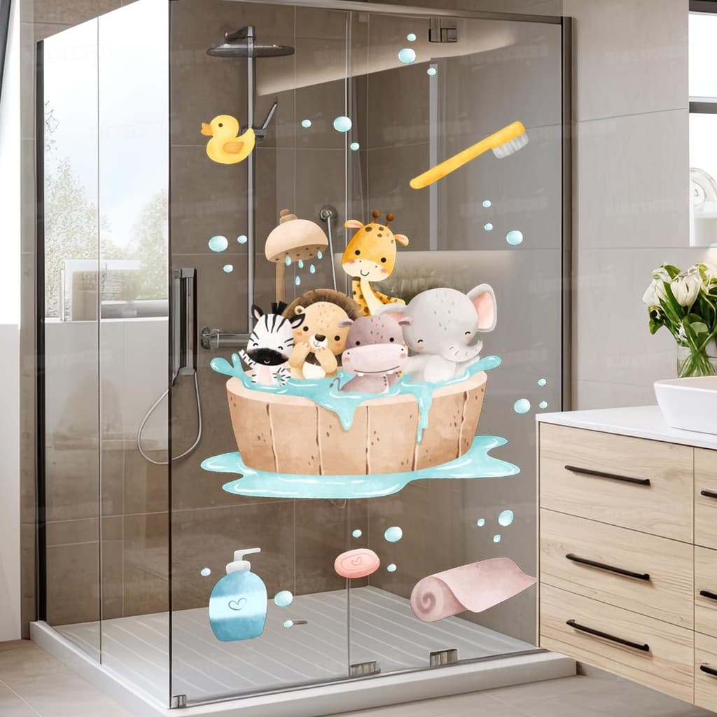 Adesivo Safari Infantil Lavável Seguro Fácil Aplicação Quarto Bebê Piscina Banheiro Menina Menino