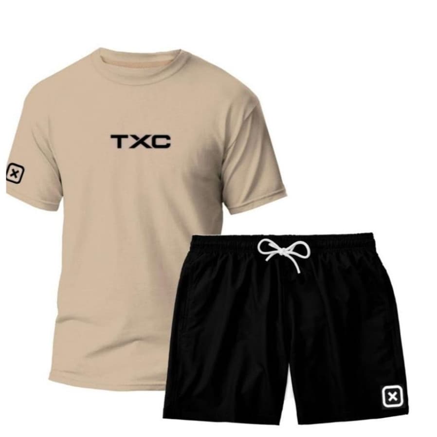 Camiseta Camisa algodão country texas e short tactel masculino