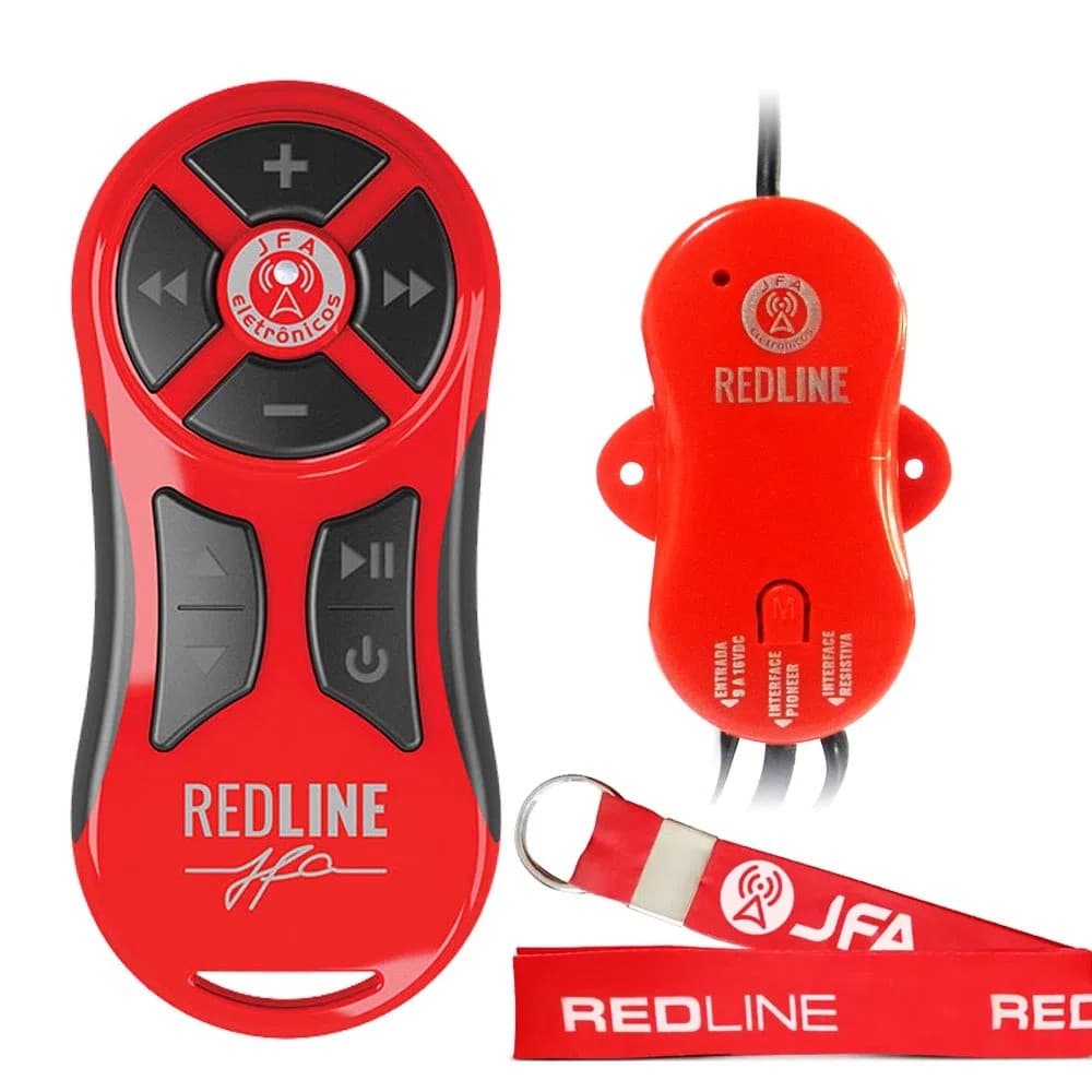 Controle JFA Redline WR 1200m Longa Distância Vermelho 8 Teclas Silicone Plug P2 Pioneer Interface Resistiva