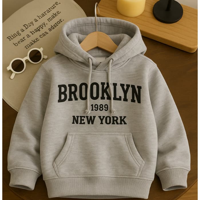 Moletom Agasalho Infantil Blusa de Frio Criança Menino Menina Brooklyn Com Capuz