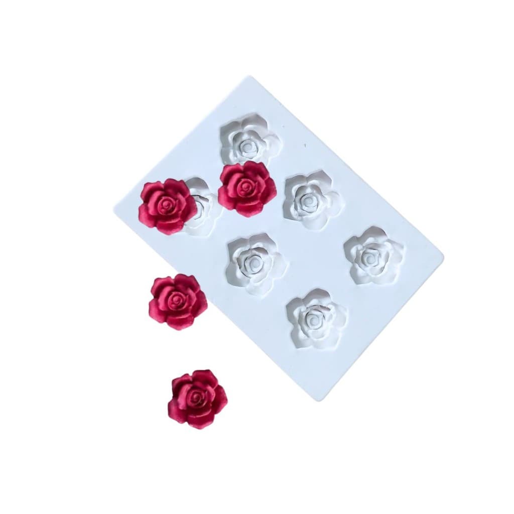 Molde Forma Silicone 6 Rosas Rosinhas Confeitaria Biscuit