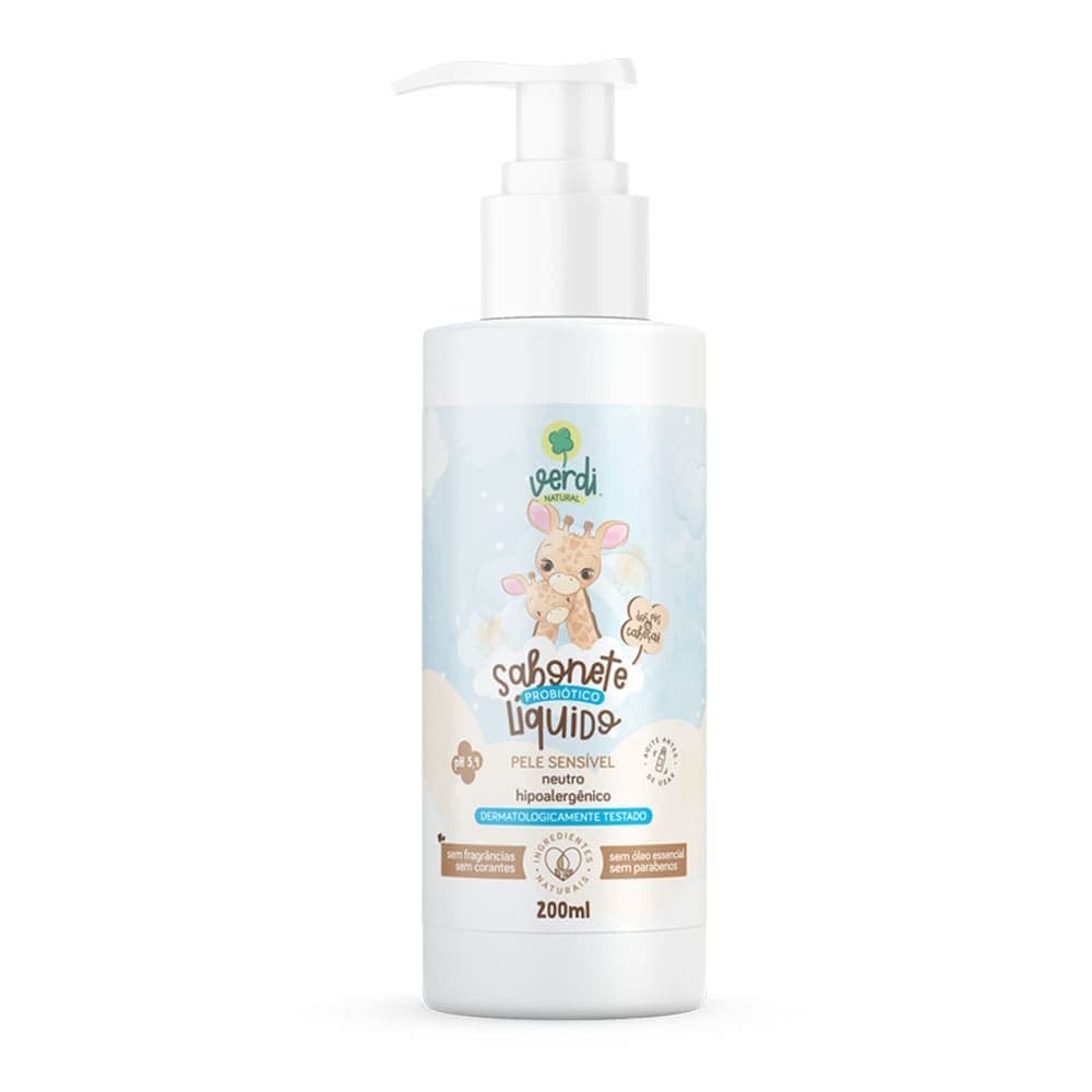 Sabonete Líquido Probiótico Infantil Vegano Pele Sensível NeutroVerdi Natural - Envio Imediato