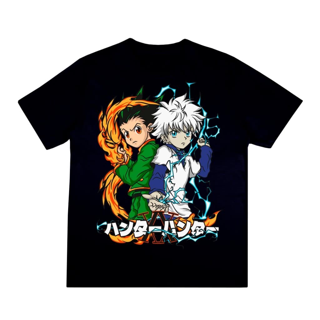Linda Camiseta HunterxHunter Killua e Gon Anime Streetwear Camisa 100% Algodão Premium