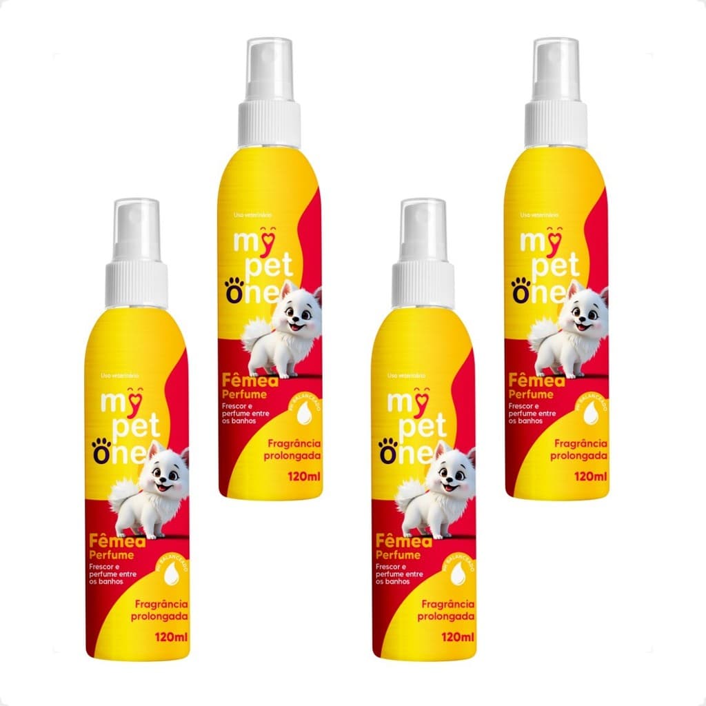Kit 4 Perfume Fêmea para Cães e Gatos Mypetone - 120mL