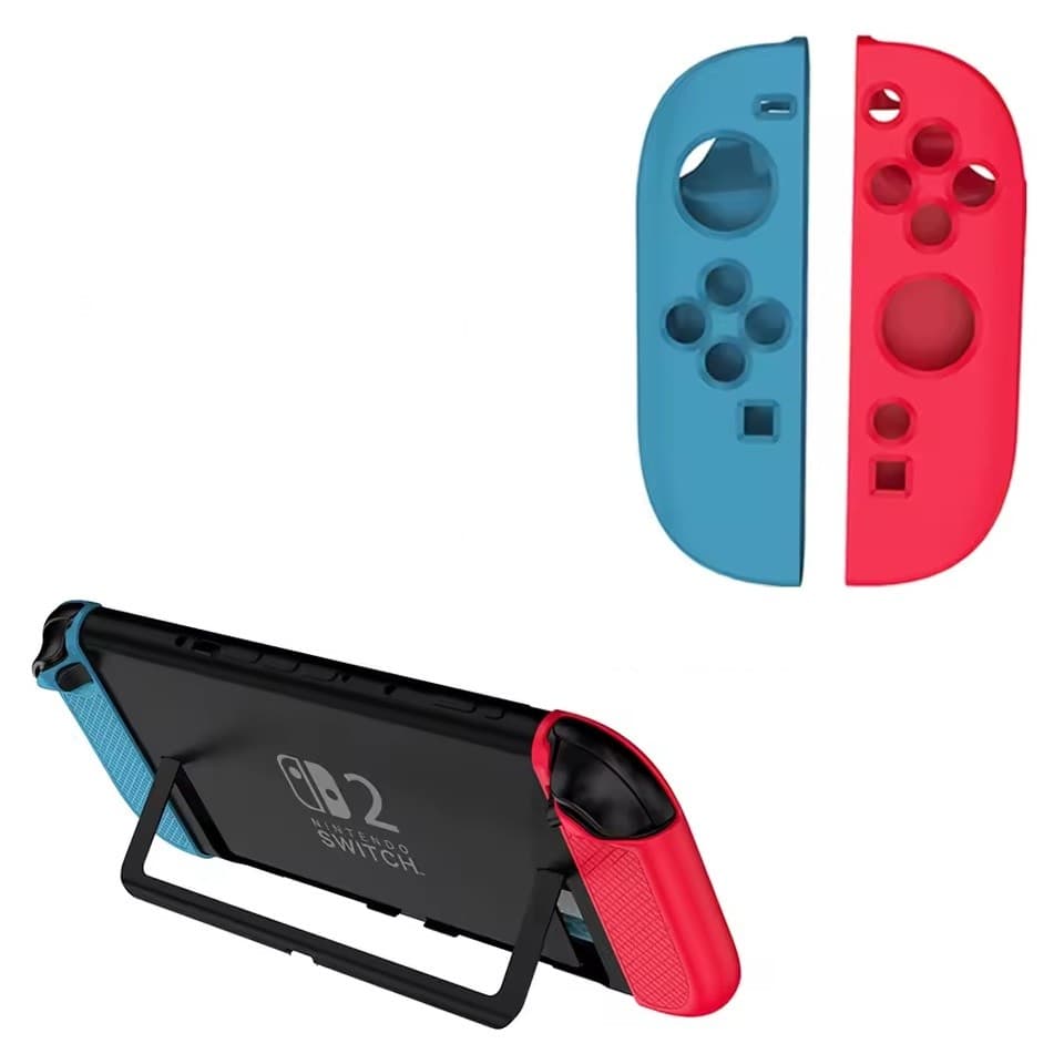 CAPA AZUL VERMELHO ANTIADERENTE CASE JOYCON 2 NINTENDO SWITCH 2 SILICONE PROTEÇAO