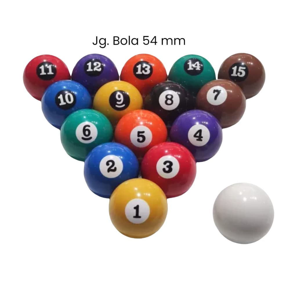 Jogo Bolas Sinuca Profissional Unibool 50mm 16 Peças  Numeradas 1-15 + Bolão 54mm Bilhar