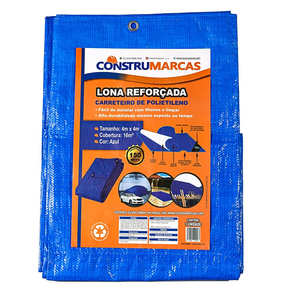 Lona Reforçada 4x4 Impermeável 150 Micra Multiuso C/ilhós