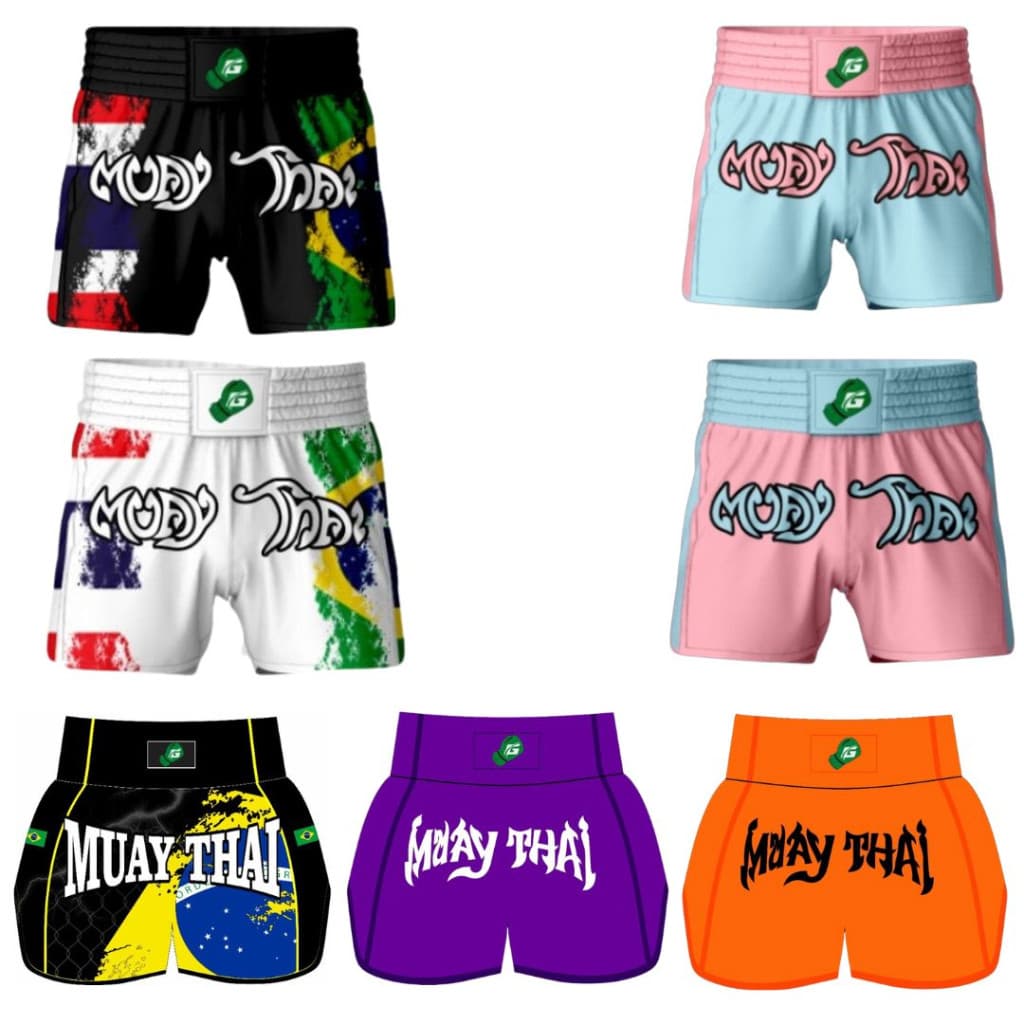 Short Muay Thai Bermuda Calção Tailandês Gfighter Kickboxing