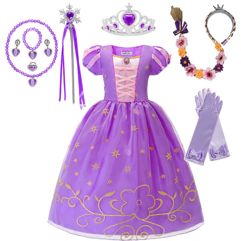 Crianças Menina Rapunzel Traje Vestidos De Princesa Halloween Vestir-Se Roupas De Festa Aniversário Baile Vestido De Noi