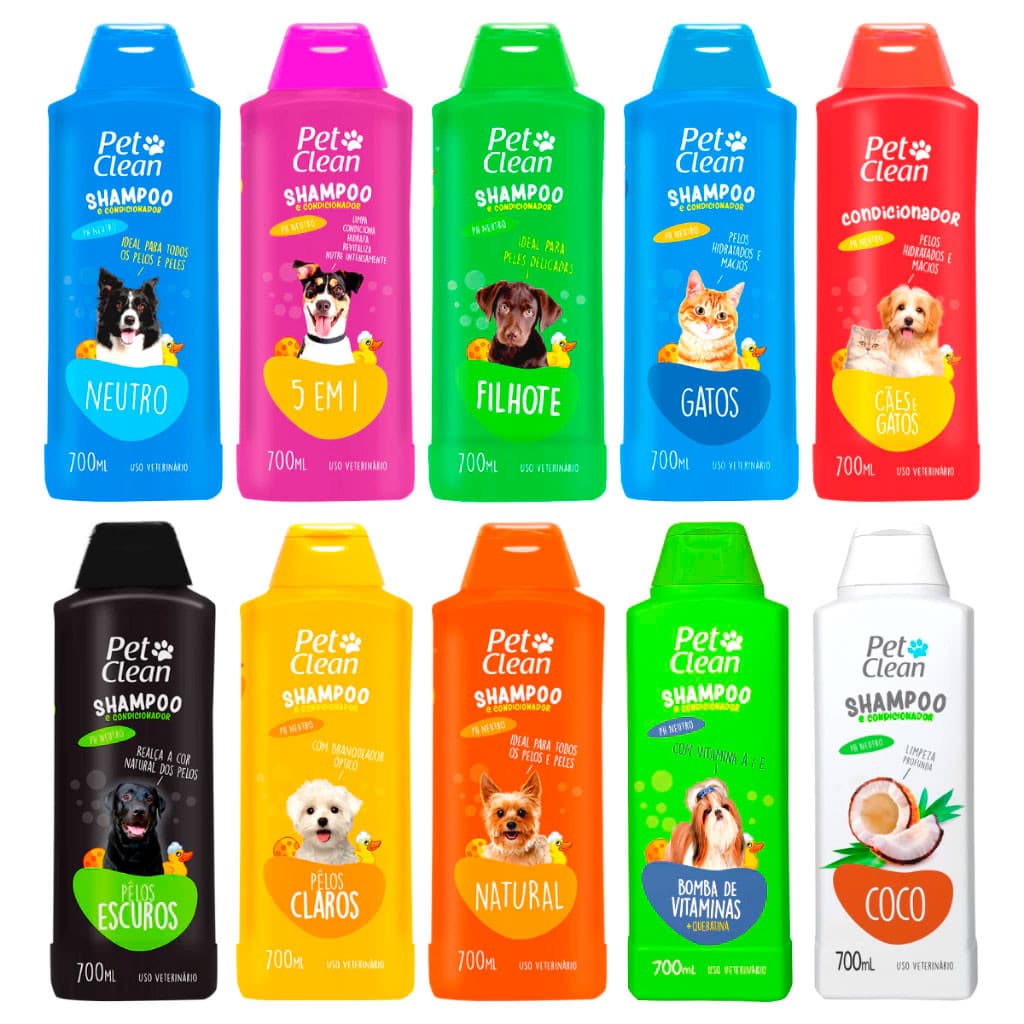 Shampoo e Condicionador Para Cachorro Banho Gato, Cavalo Pet Clean 700ml