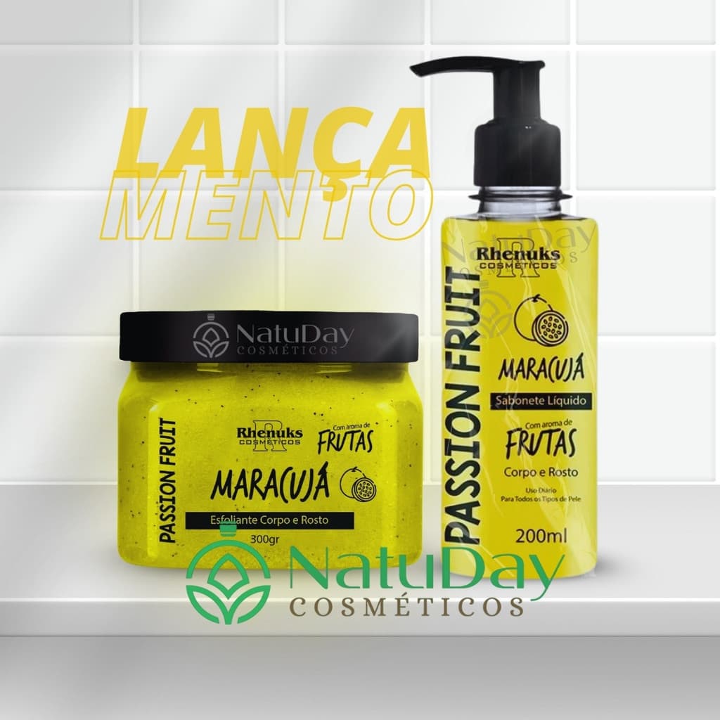Kit Esfoliante + Sabonete Líquido Corpo & Rosto  Maracujá  - Rhenuks