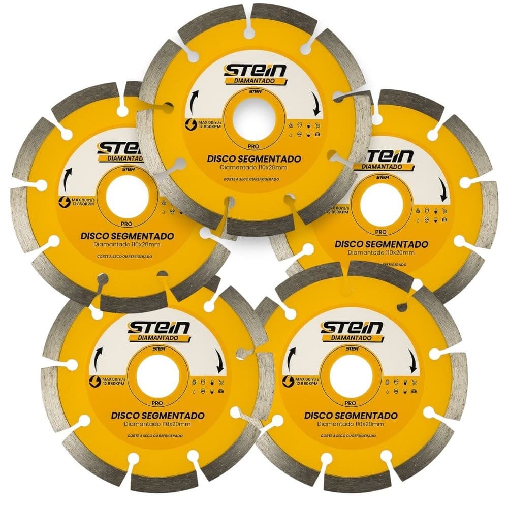 5 Peças Disco Diamantado Corte Seco 110MM Segmentado Stein