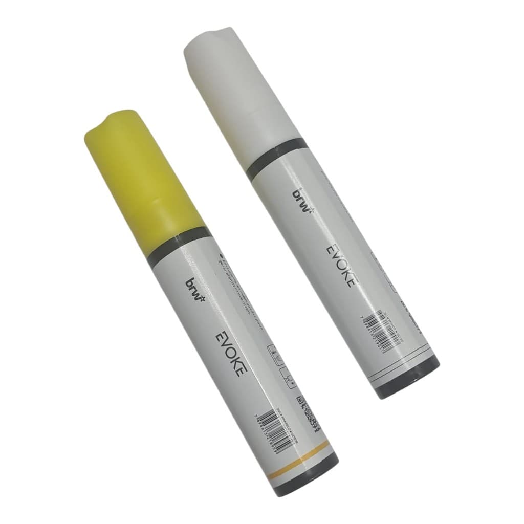 Giz Líquido Canetão Amarelo E Branco Vidro Lousa 2 Unidades