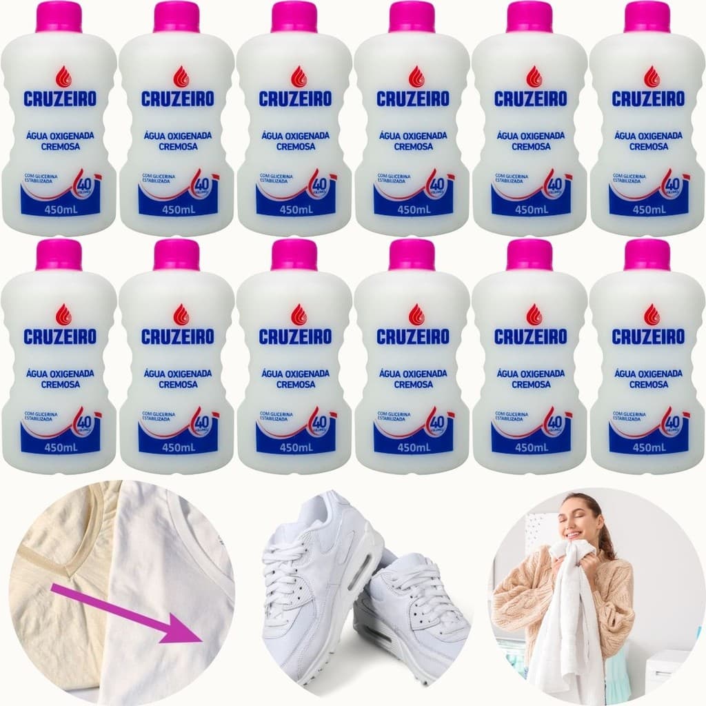 Kit 12un Água Oxigenada Para Cabelo Cruzeiro Volume 40 450ml Atacado