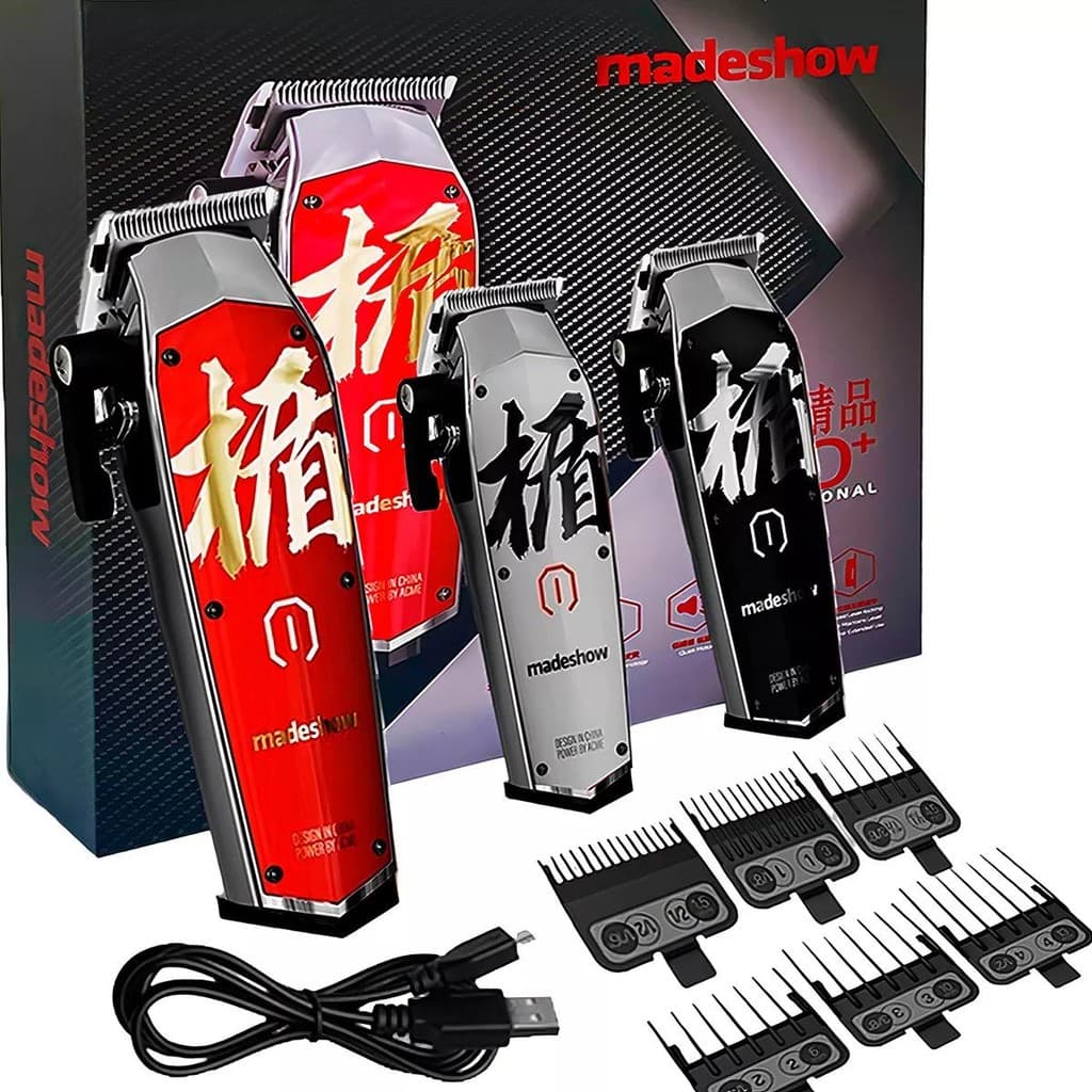 kit Barbearia Máquina Completo De Cortar Cabelo e Barba Barbeador  De Corte Precisão Madeshow M10 Plus Profissional