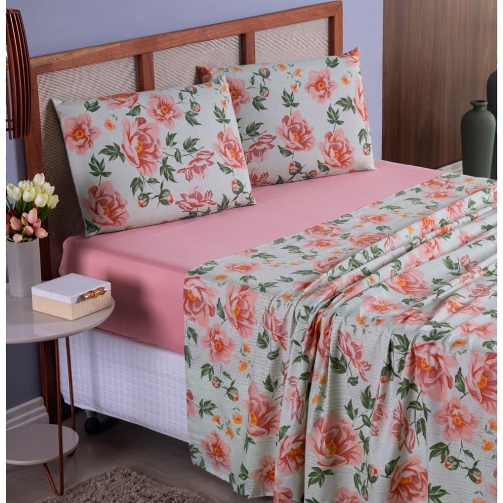 Jogo de Lençol Casal Queen 400 Fios Com Elástico 4 Peças Cama Box Super Queen - Toque Extra Macio - Anti Bolinha