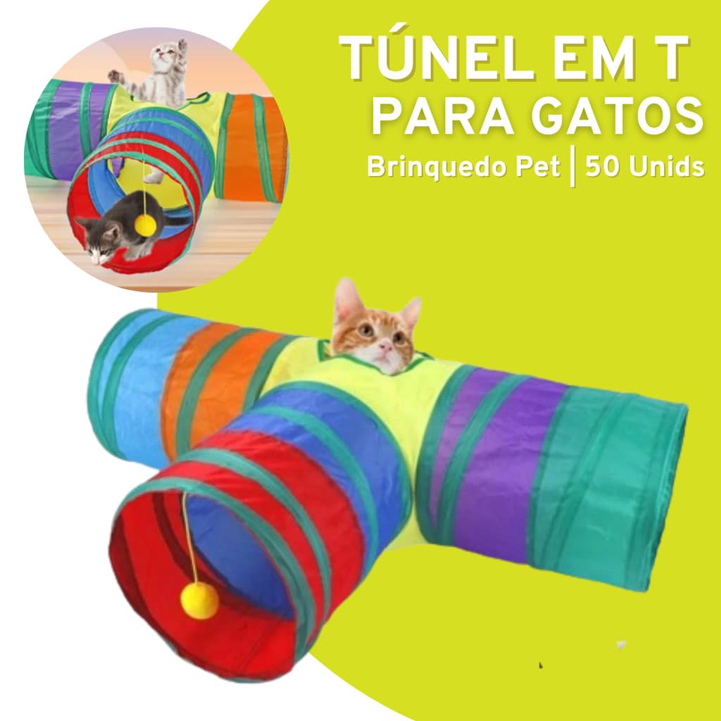 Túnel Colorido para Gatos em T