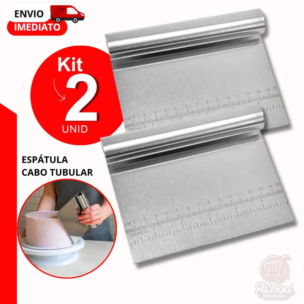 Espátula Cabo Tubular Bolos Massas Chocolate para Confeiteiro Cozinha Restaurante Kit 2, 3 ou 1 unid