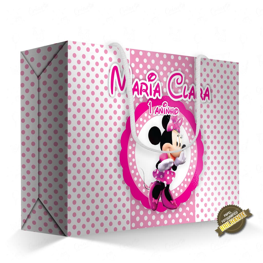10, 15, 20 ou 25 unid - Caixa Surpresa - Minnie Rosa - [QUALIDADE PREMIUM COM BRILHO] - Sacolinha Personalizada